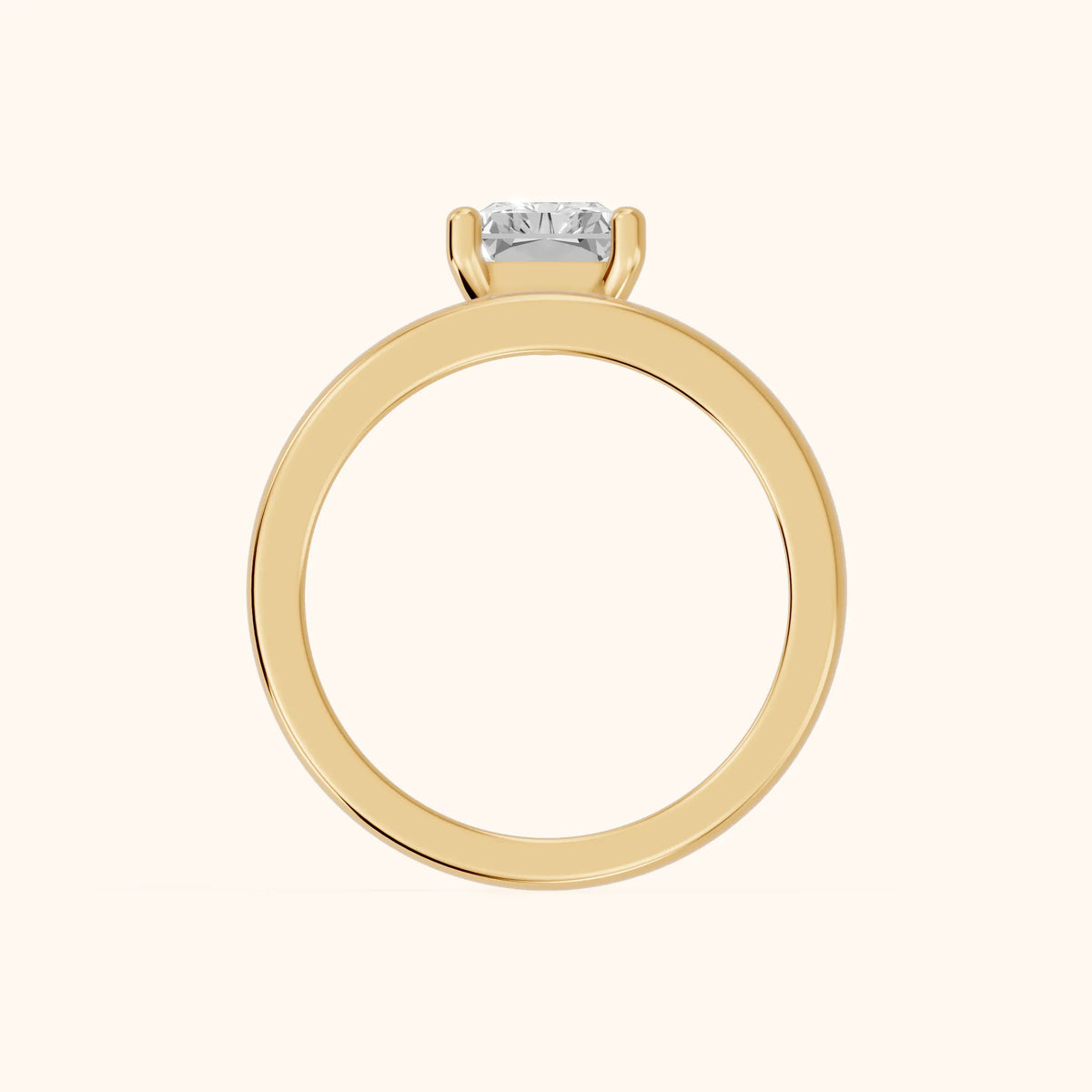 Maisie Four Prong Solitaire Radiant Diamond Engagement Ring in Yellow Gold - FingerView.webp