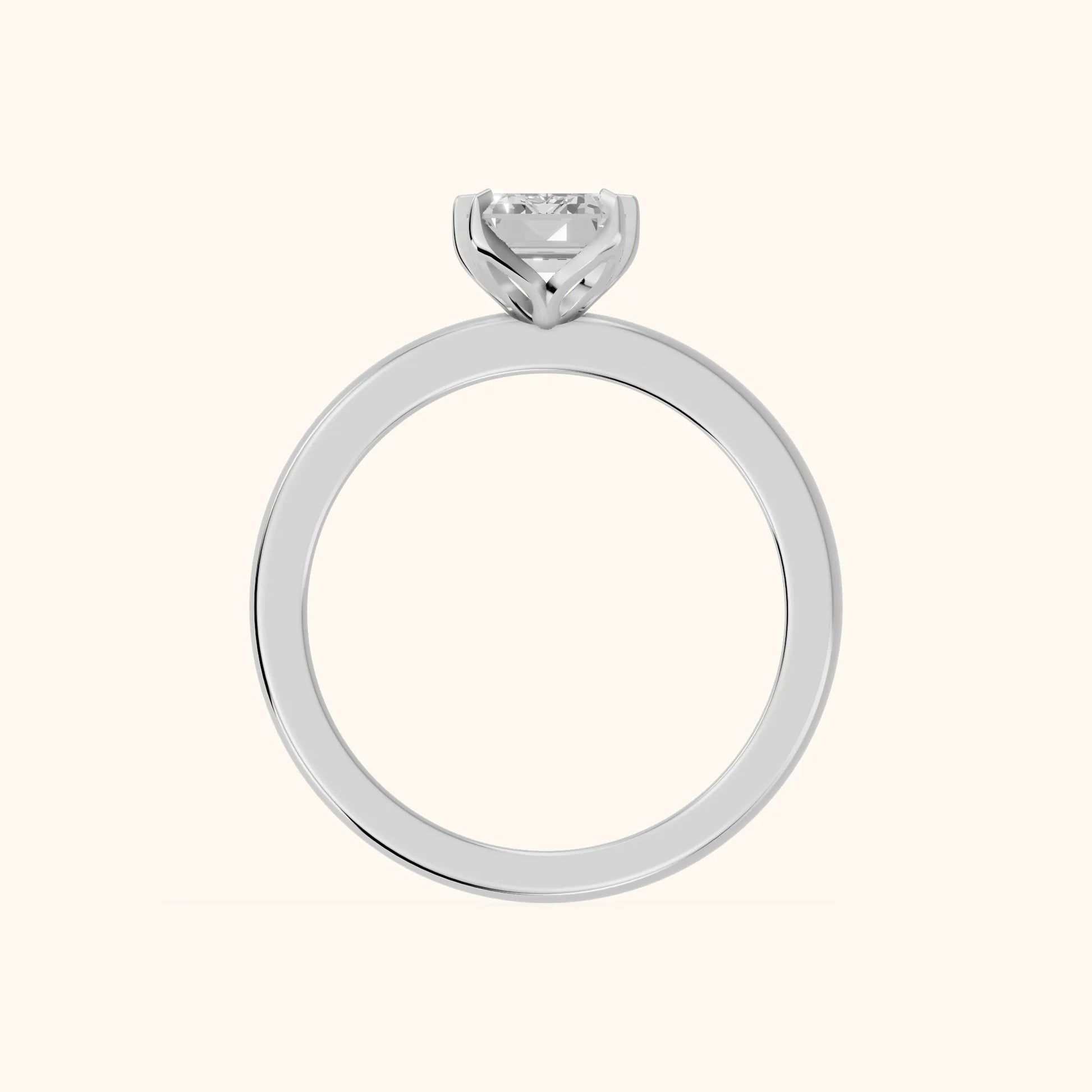 Serena Blossom Solitaire Emerald Diamond Engagement Ring in Platinum - FingerView