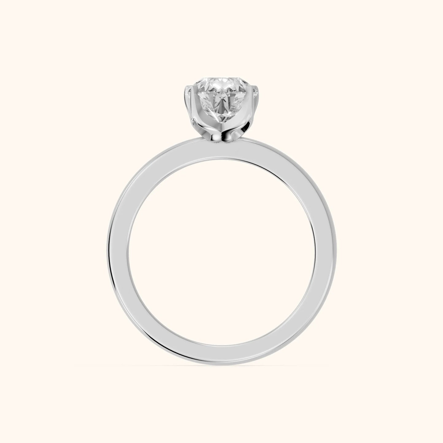 Serena Blossom Solitaire Pear Diamond Engagement Ring in Platinum - FingerView