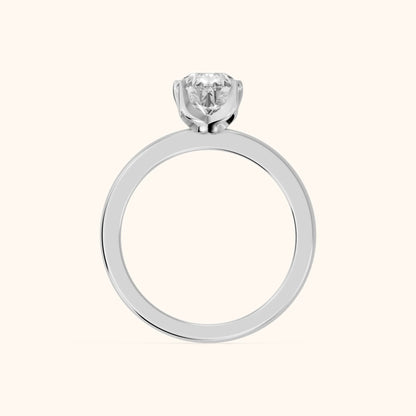 Serena Blossom Solitaire Pear Diamond Engagement Ring in Platinum - FingerView