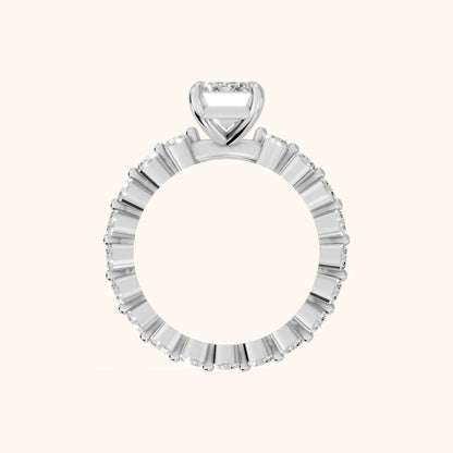 Piper Sidestone Emerald Diamond Engagement Ring in Platinum - FingerView.webp