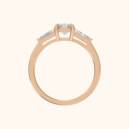 Winnie Three-Stone Radiant Diamond Engagement Ring in Rose Gold - FingerView.webp