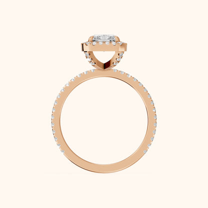 Rosemary Halo Pavé Radiant Diamond Engagement Ring in Rose Gold - FingerView.webp