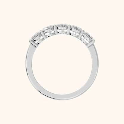 Estela Shared Prong Oval Diamond Wedding Band in Silver - FingerView