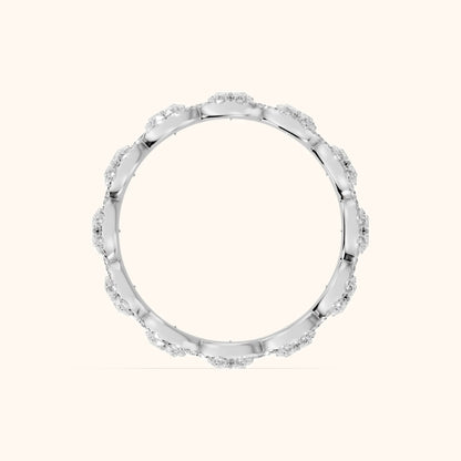 Delphine Pavé Oval Diamond Eternity Band in Silver - FingerView