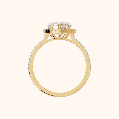 Mabel Halo French Pavé Heart Diamond Engagement Ring in Yellow Gold - FingerView.webp