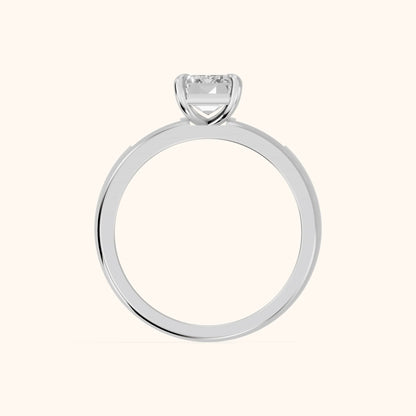 Elsie Channel Set Emerald Diamond Engagement Ring in White Gold - FingerView.webp