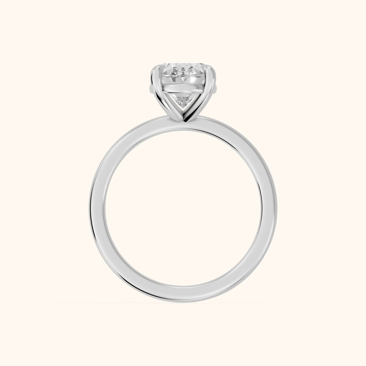 Cassandra Claw Prong Solitaire Oval Diamond Engagement Ring in Silver - FingerView.webp