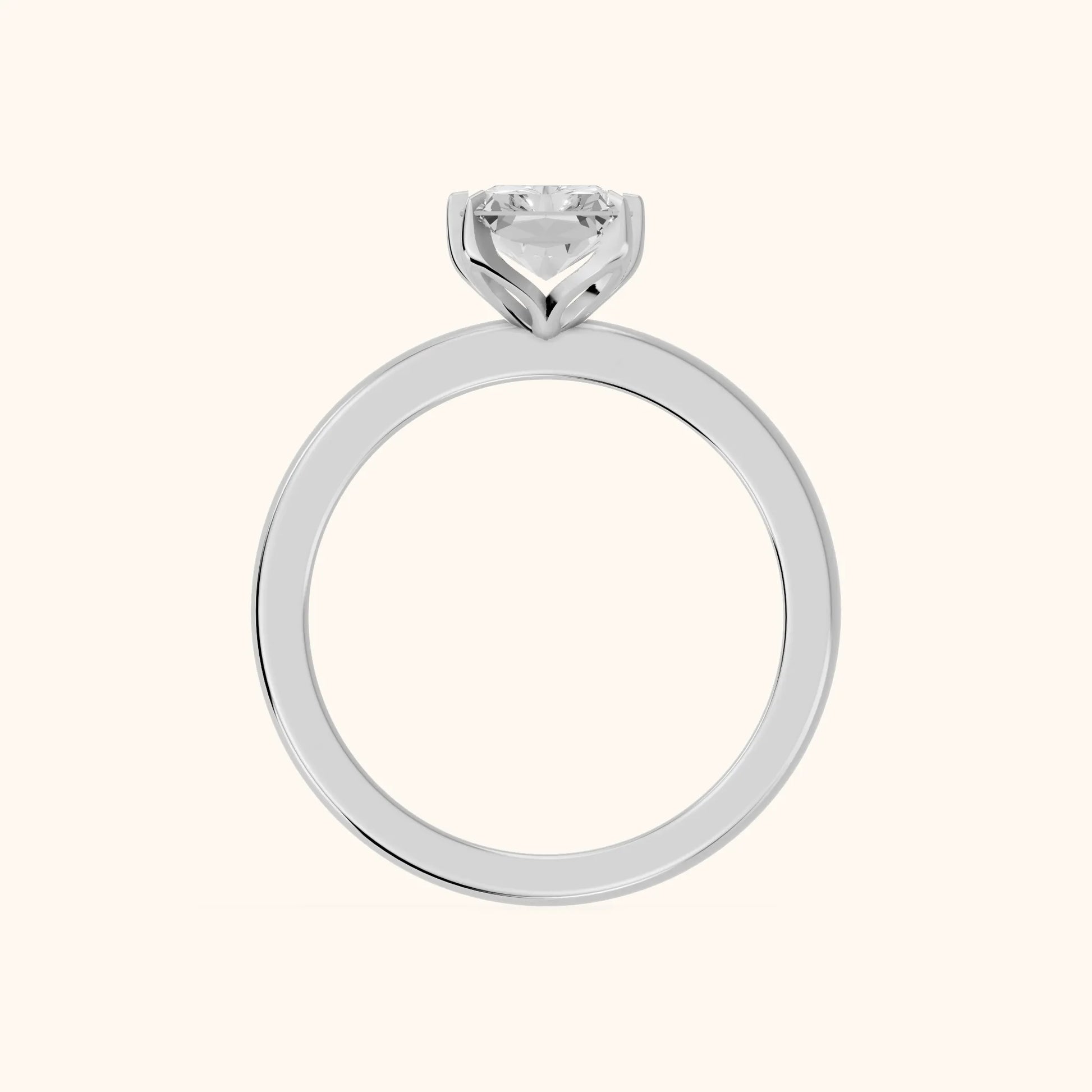 Serena Blossom Solitaire Radiant Diamond Engagement Ring in Silver - FingerView