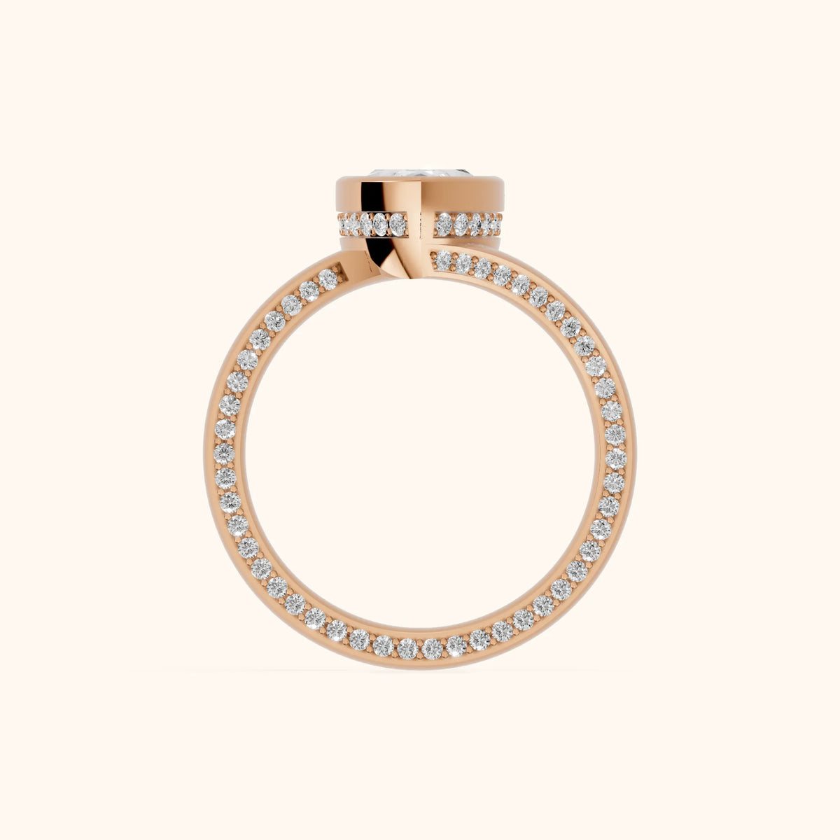 Marigold Bezel Bypass Marquise Diamond Engagement Ring in Rose Gold - FingerView.webp