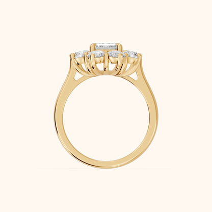 Phoebe Cluster Emerald Diamond Engagement Ring in Yellow Gold - FingerView.webp