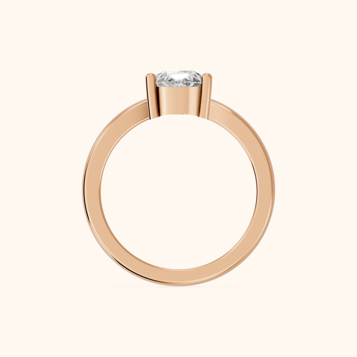 Evelyn Chevron Solitaire Pear Diamond Engagement Ring in Rose Gold - FingerView