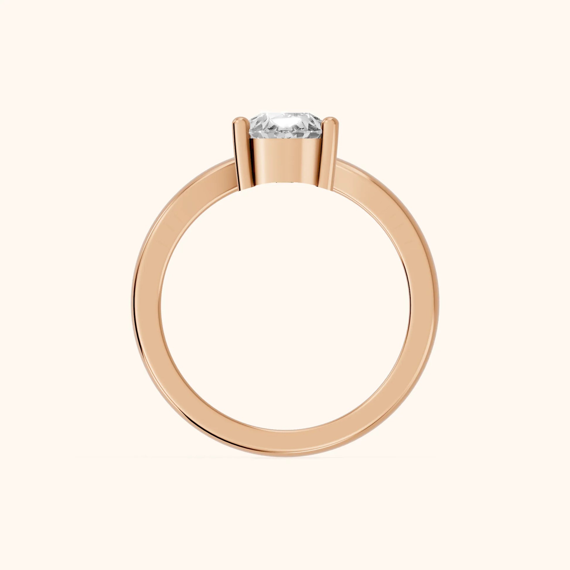 Evelyn Chevron Solitaire Pear Diamond Engagement Ring in Rose Gold - FingerView