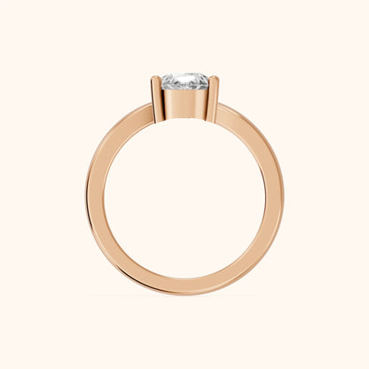 Evelyn Chevron Solitaire Pear Diamond Engagement Ring in Rose Gold - FingerView