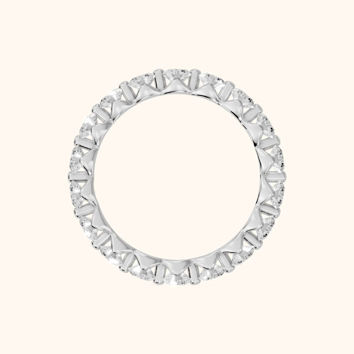 Roshni Shared Prong Round Diamond Eternity Band in Silver - FingerView
