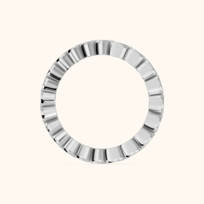 Blanca Bezel Cushion & Marquise Diamond Eternity Band in Silver - FingerView
