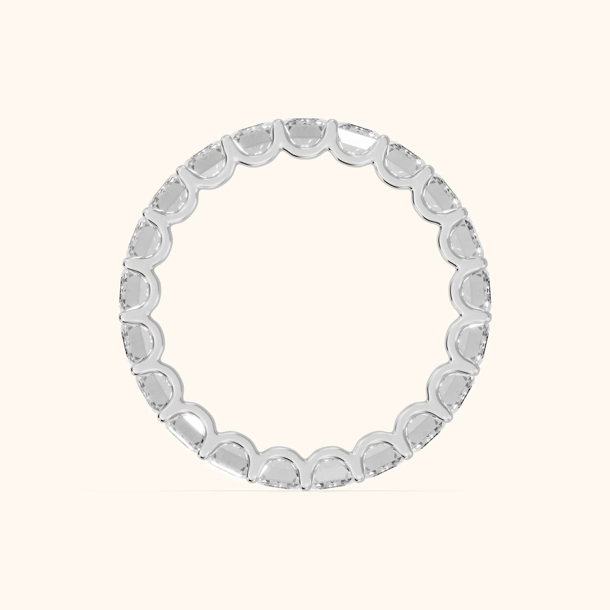 Josette Shared Prong Emerald Diamond Eternity Band in Silver - FingerView
