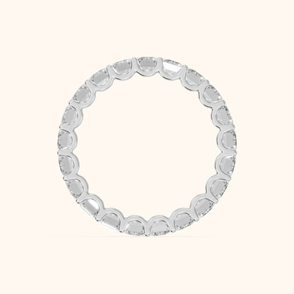 Josette Shared Prong Emerald Diamond Eternity Band in Silver - FingerView