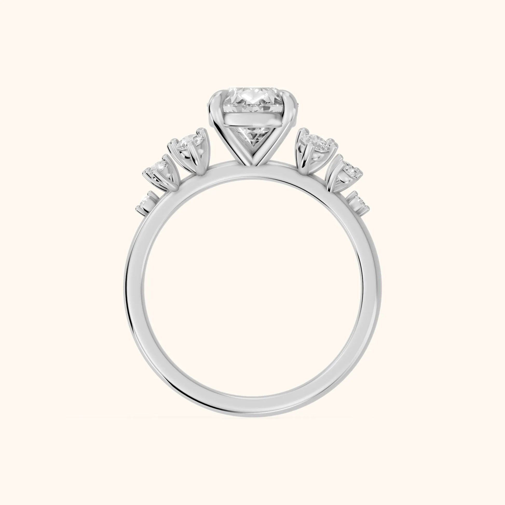 Evelina Bloom Pear Diamond Engagement Ring in Platinum - FingerView