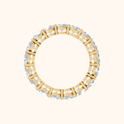 Camille Shared Prong Round Diamond Eternity Band in Yellow Gold - FingerView