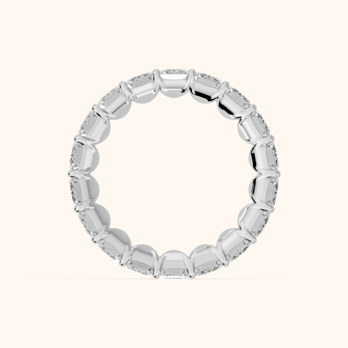 Zaya Shared Prong Emerald Diamond Eternity Band in Silver - FingerView