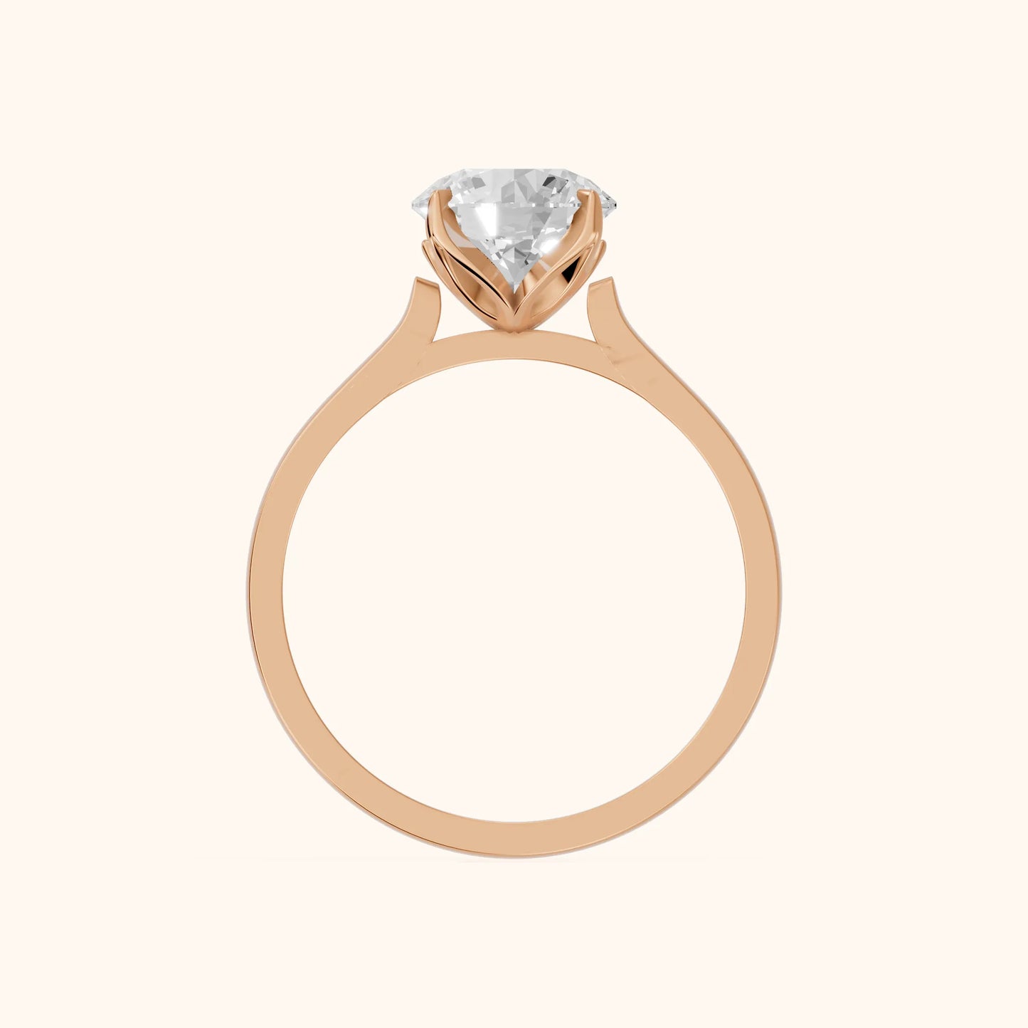 Isabella Bloom Solitaire Round Diamond Engagement Ring in Rose Gold - FingerView