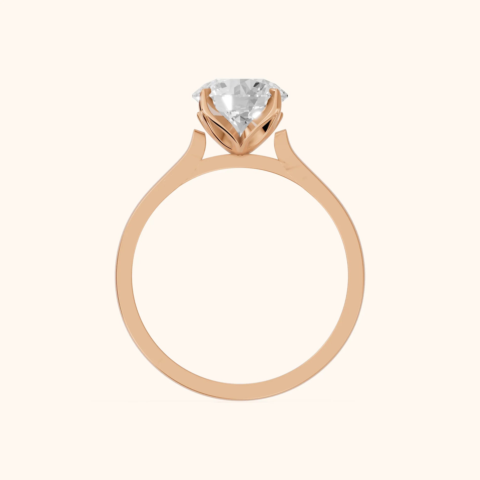 Isabella Bloom Solitaire Round Diamond Engagement Ring in Rose Gold - FingerView