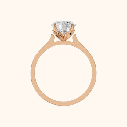Isabella Bloom Solitaire Round Diamond Engagement Ring in Rose Gold - FingerView
