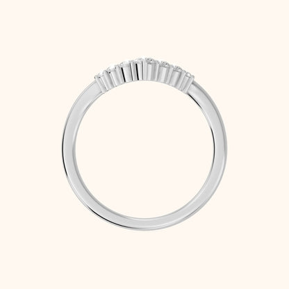 Simone Curved Round Diamond Wedding Band in Silver - FingerView
