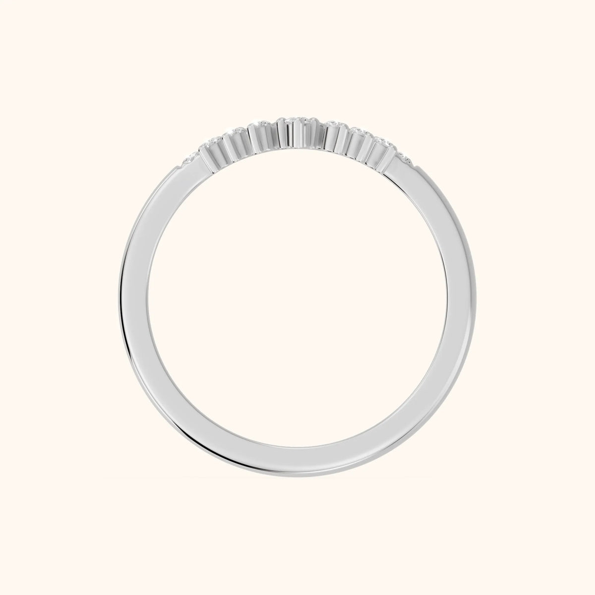 Sabina Curved Round Diamond Anniversary Ring in Platinum - FingerView
