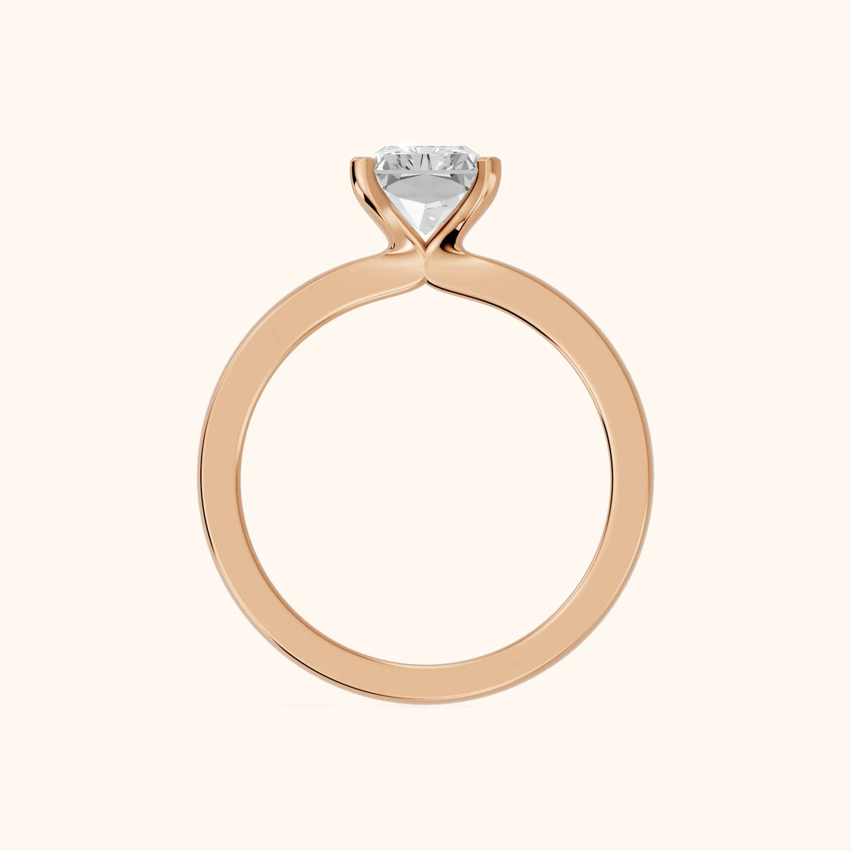 Matilda Cathedral Solitaire Radiant Diamond Engagement Ring in Rose Gold - FingerView.webp