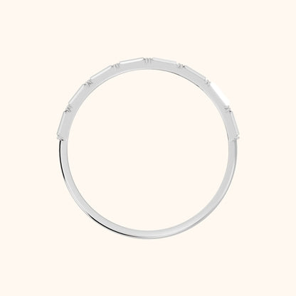 Gaia Bar Set Baguette Diamond Half Eternity Band in Platinum - FingerView