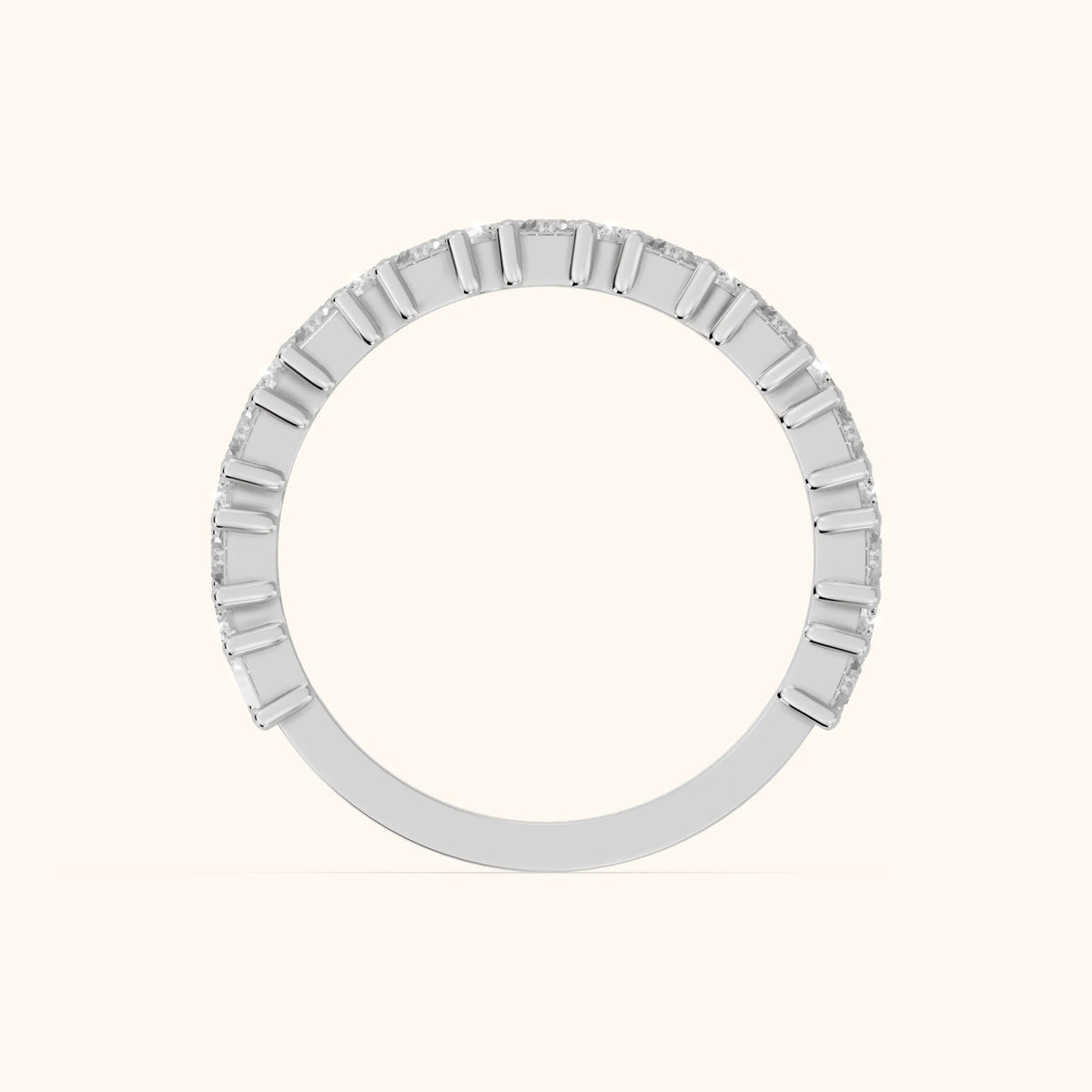 Estelle Deco Baguette & Round Diamond Anniversary Ring in Platinum - FingerView