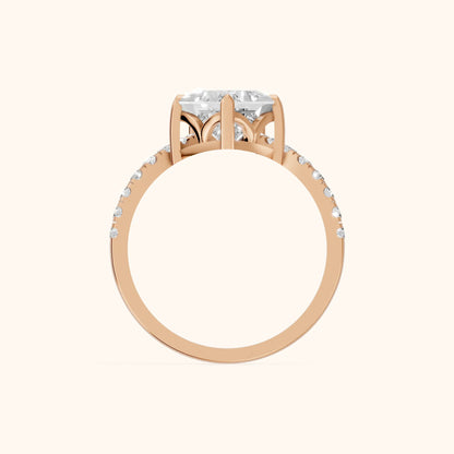 Isabella Legacy Side Stone Princess Diamond Engagement Ring in Rose Gold - FingerView