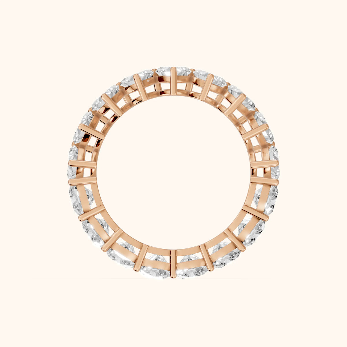 Tova Shared Prong Heart & Cushion Diamond Eternity Band in Rose Gold - FingerView