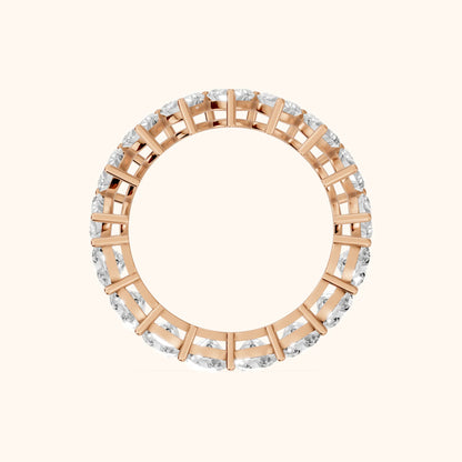 Tova Shared Prong Heart & Cushion Diamond Eternity Band in Rose Gold - FingerView