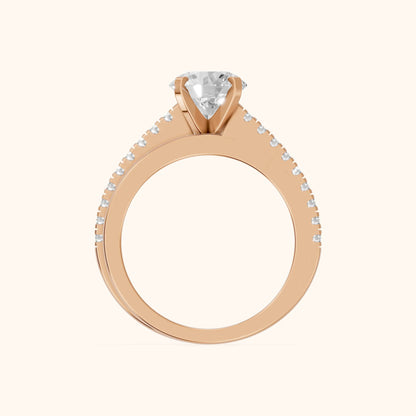 Edith Criss Cross Pavé Round Diamond Engagement Ring in Rose Gold - FingerView.webp