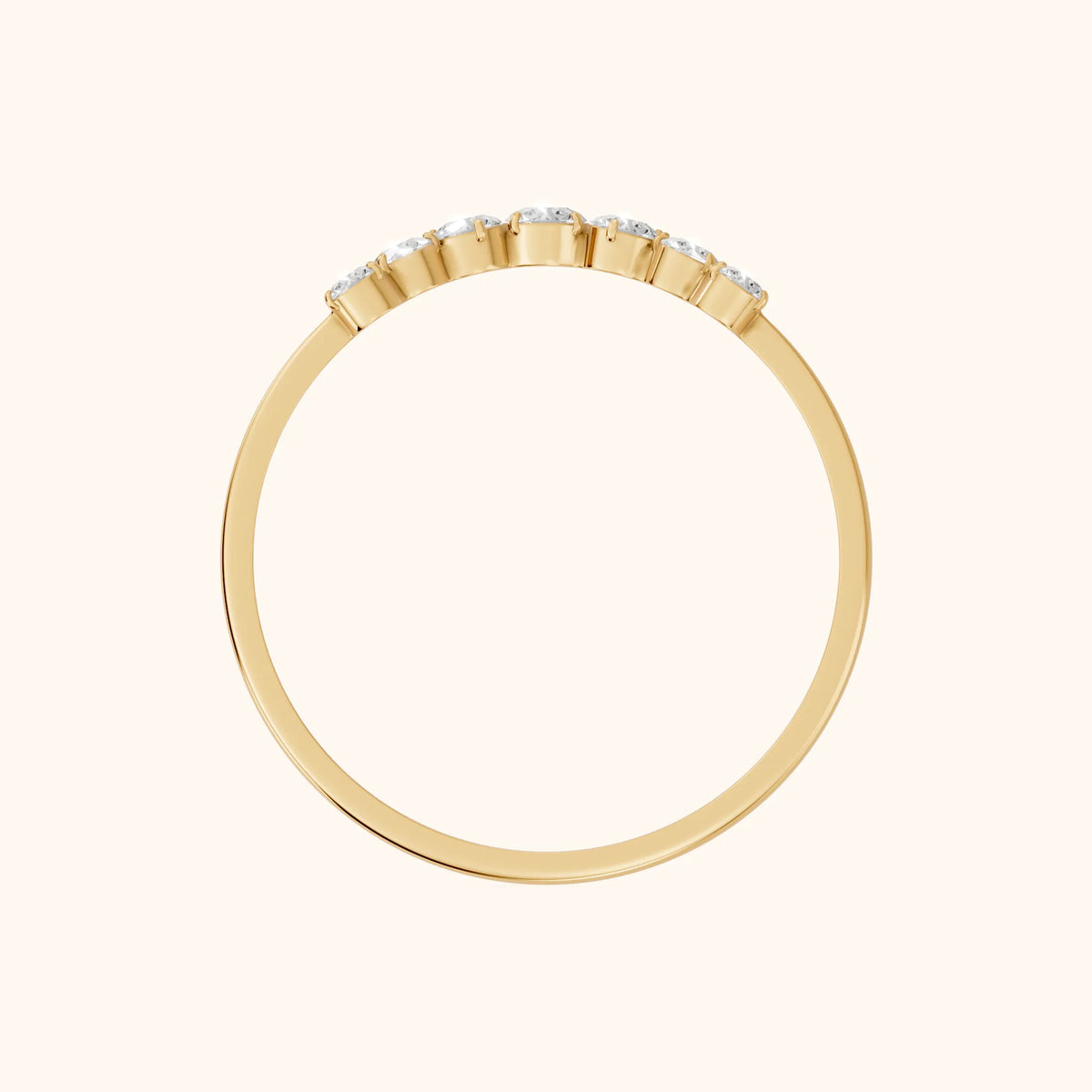 Lumi Curved Round Diamond Stackable Ring in Yellow Gold - FingerView