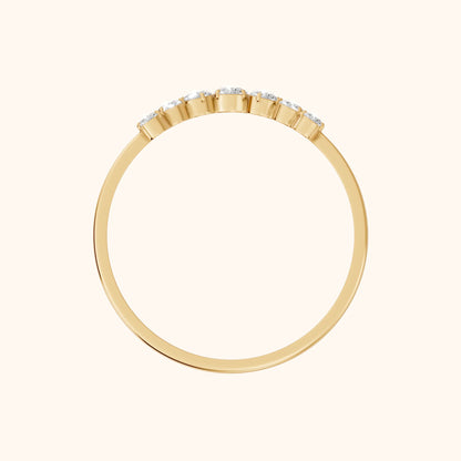 Lumi Curved Round Diamond Stackable Ring in Yellow Gold - FingerView