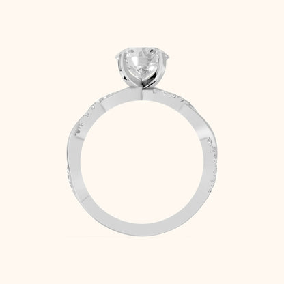 Twisted Side Stone Round Diamond Engagement Ring in Silver - FingerView