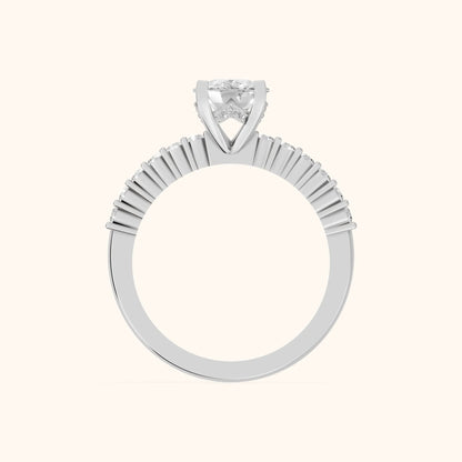 Honor Sidestone Cushion Diamond Engagement Ring in Platinum - FingerView.webp