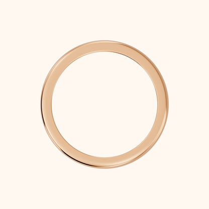 Justine Classic Low Dome Wedding Band in Rose Gold - FingerView