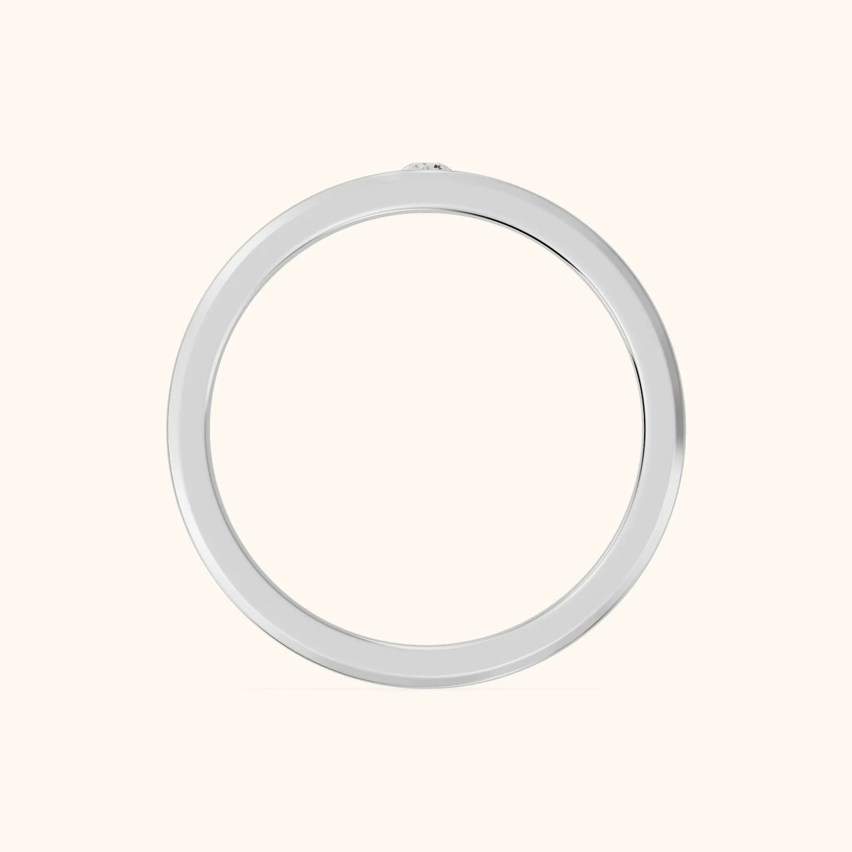Kiara Classic Bezel Round Diamond Wedding Band in Silver - FingerView