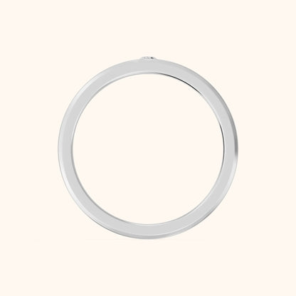 Kiara Classic Bezel Round Diamond Wedding Band in Silver - FingerView