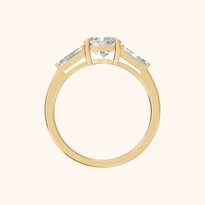 Winnie Three-Stone Cushion Diamond Engagement Ring in Yellow Gold - FingerView.webp