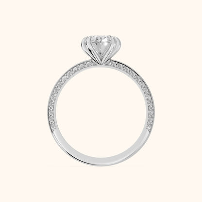 Meredith Knife Edge Pavé Oval Diamond Engagement Ring in Platinum - FingerView.webp