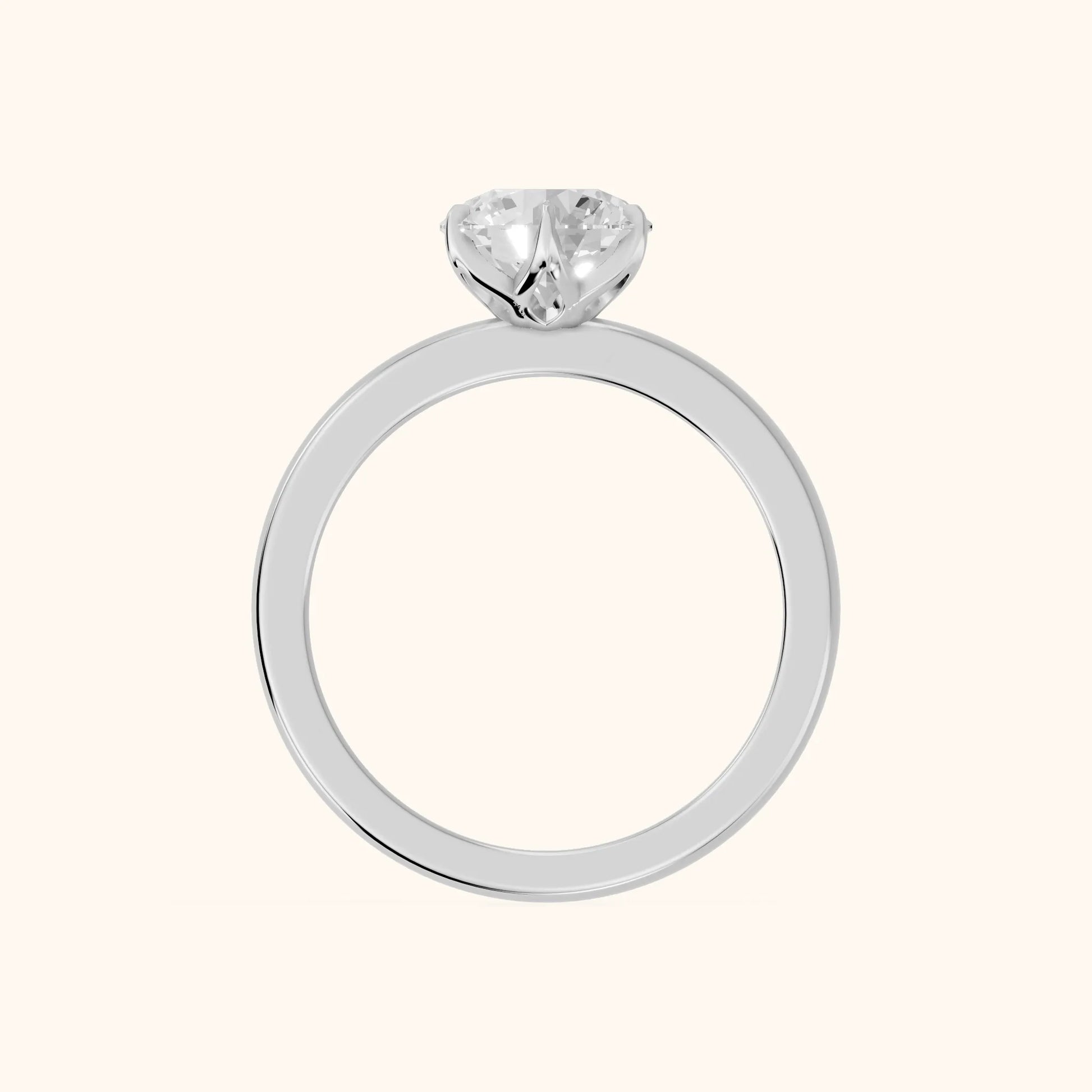 Serena Blossom Solitaire Round Diamond Engagement Ring in Platinum - FingerView
