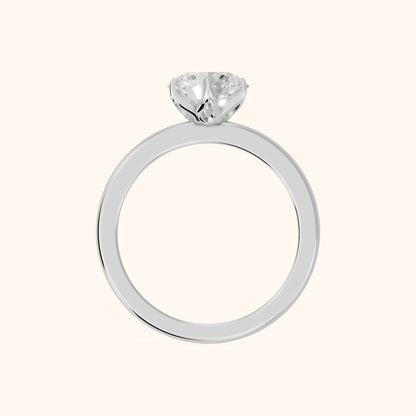 Serena Blossom Solitaire Round Diamond Engagement Ring in Platinum - FingerView