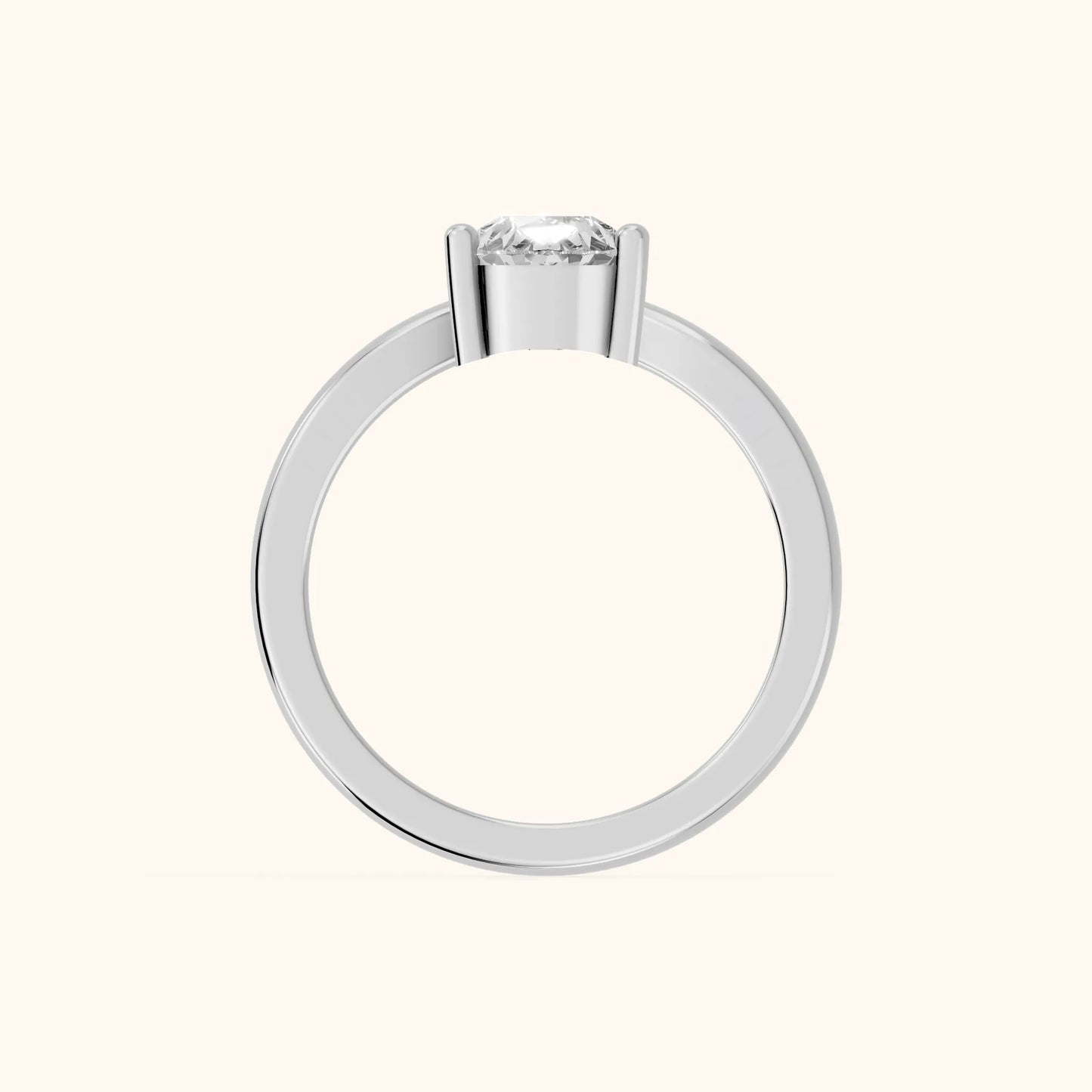 Evelyn Chevron Solitaire Pear Diamond Engagement Ring in White Gold - FingerView