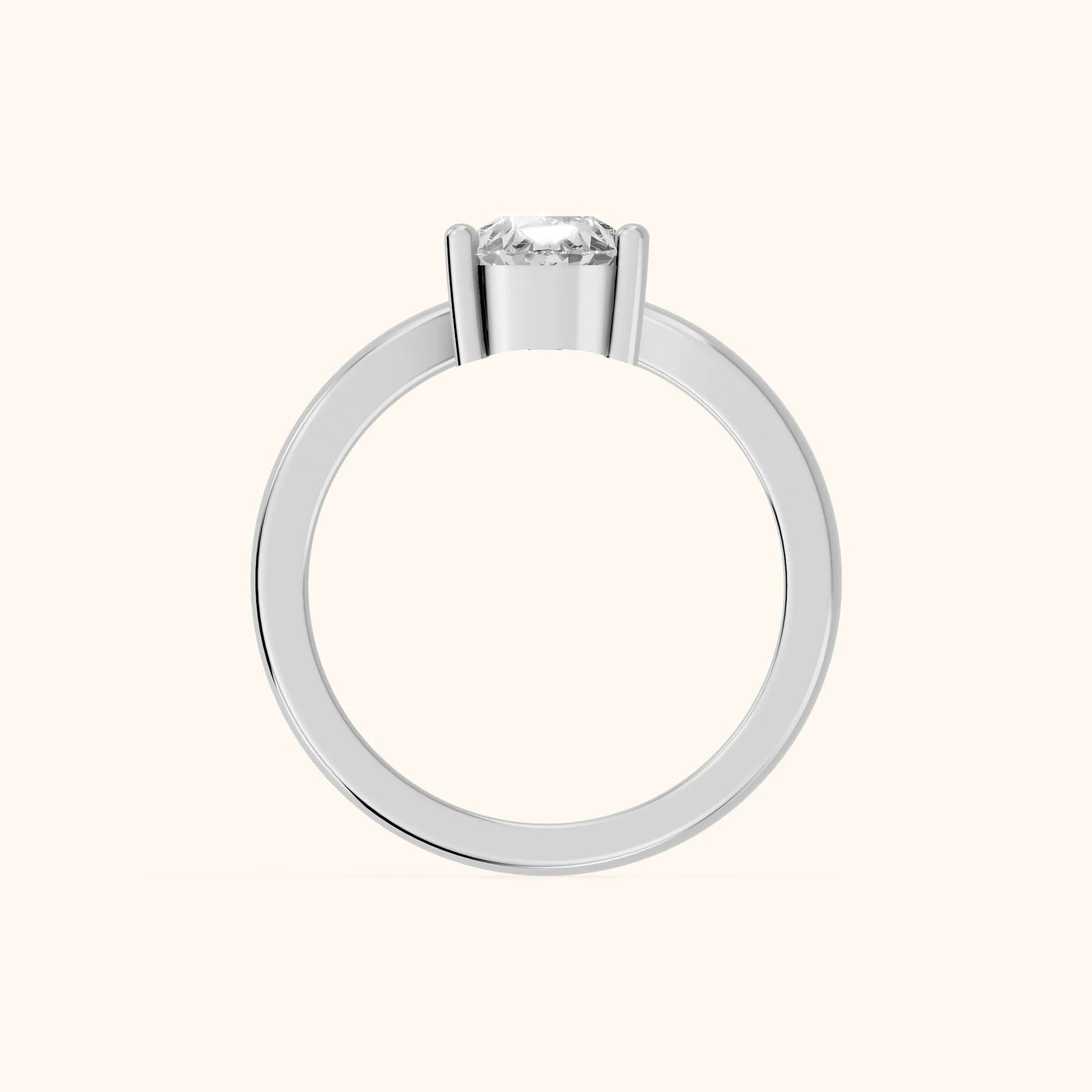 Evelyn Chevron Solitaire Pear Diamond Engagement Ring in White Gold - FingerView